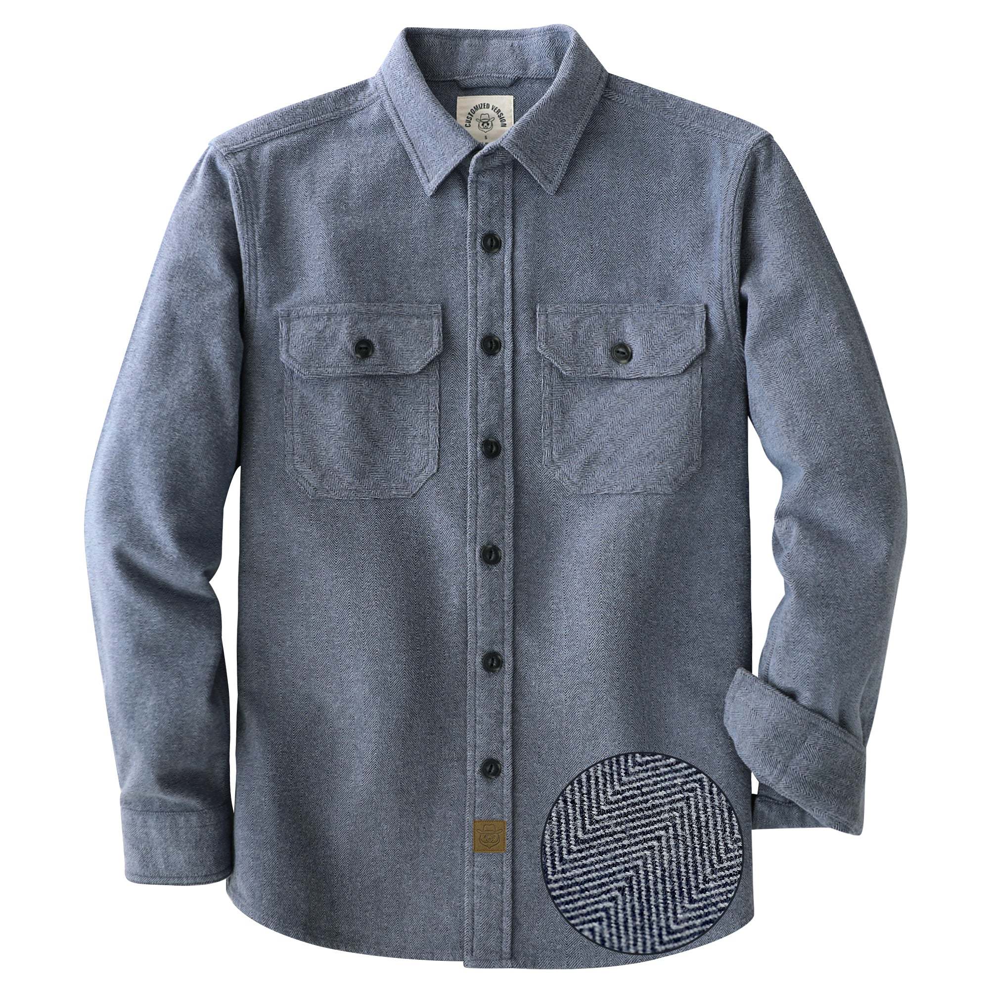 Dubinik® 7.7 oz Herringbone Flannel Shirt for Men Cotton Regular Fit#10306