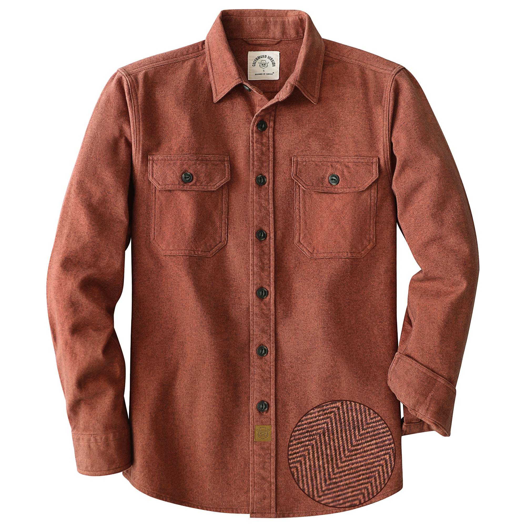 Dubinik® 7.7 oz Herringbone Flannel Shirt for Men Cotton Regular Fit#10303