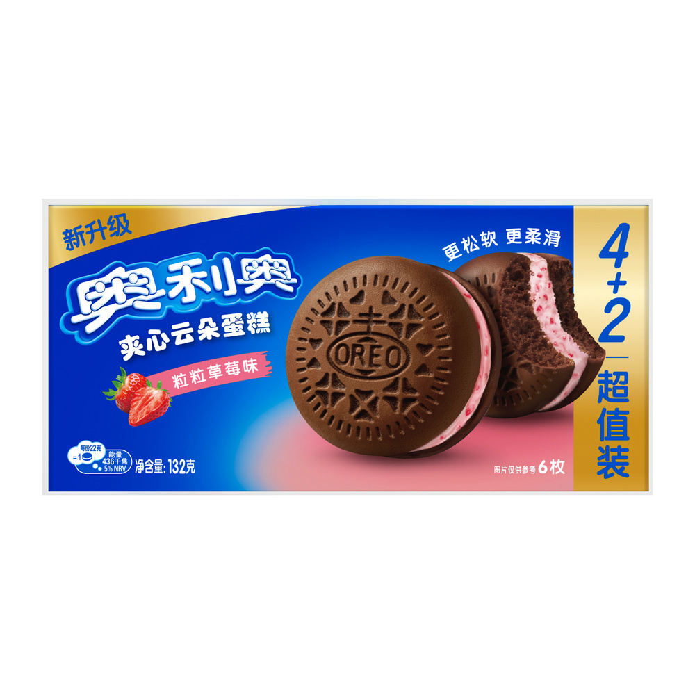 OREO CLOUD CAKE FRAGOLA 132g, NONG ZHIFU FOOD (HANGZHOU) CO., LTD, OREO CLOUD CAKE FRAGOLA 132g