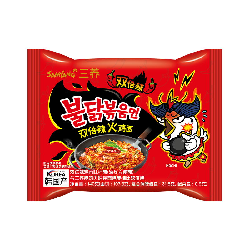 Samyang Buldak Ramen Double Spicy Flavor 700g(140g*5),NONG ZHIFU FOOD(HANGZHOU) CO., LTD,Samyang Buldak Ramen Double Spicy Flavor 700g(140g*5)
