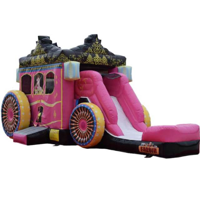 5-in-1 Princess Carriage Bounce Castle with Slide Combo — Multi-Activity Inflatable Play Center for Royal Parties & Complete Event Entertainment