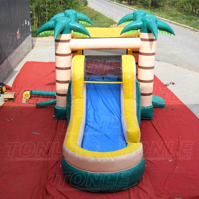 Tropical rainforest palm tree water slide inflatable bounce house combo