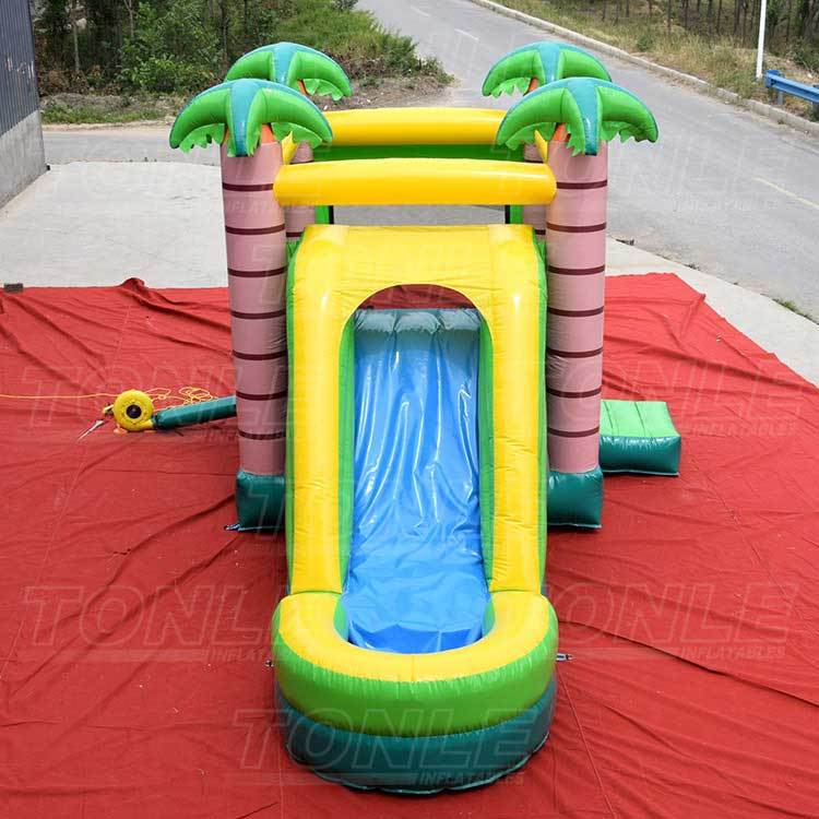 tropical palm tree inflatable combo jump castle bounce house with dual slides combo