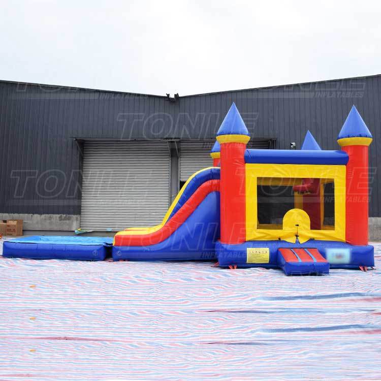 inflatable castle bounce house w/ dry slide with detachable pool for sale
