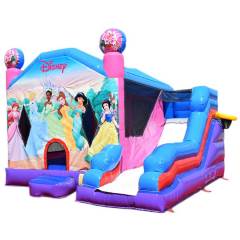 Custom Disney Princess-Inspired Inflatable Bounce House Castle with Slide Combo -- Enchanted Kingdom Party Rental for Kids