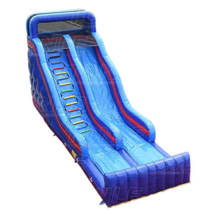 small blue inflatable slide