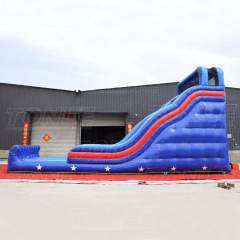 small blue inflatable slide