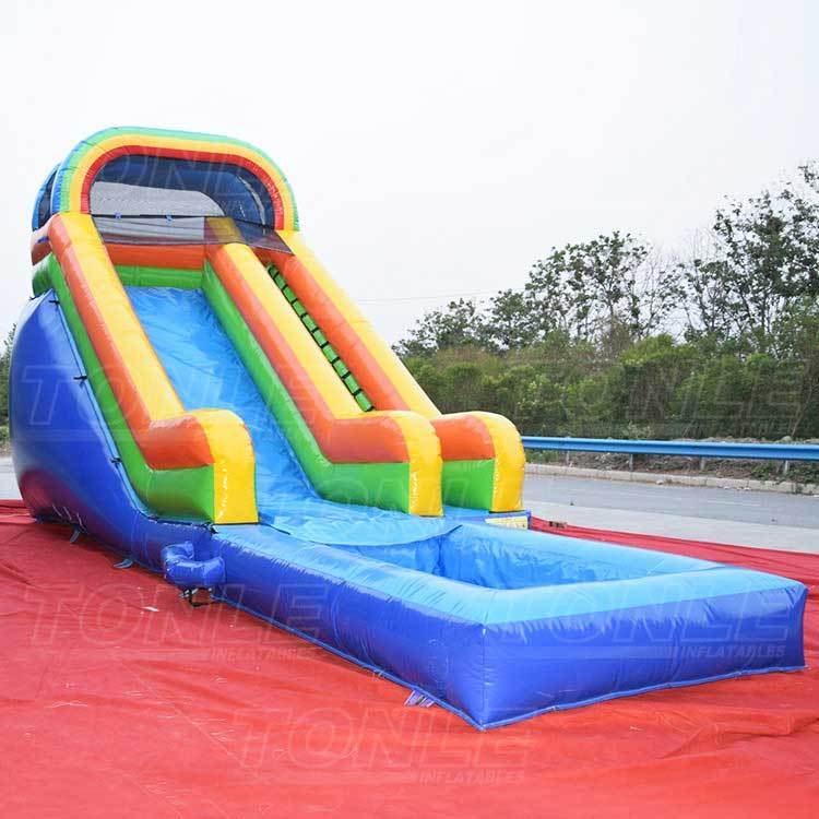 water slide with pool