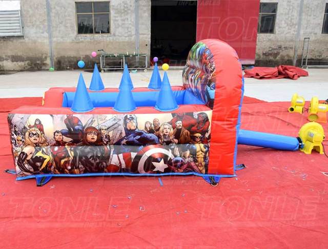 inflatable foam pit with suspended ball