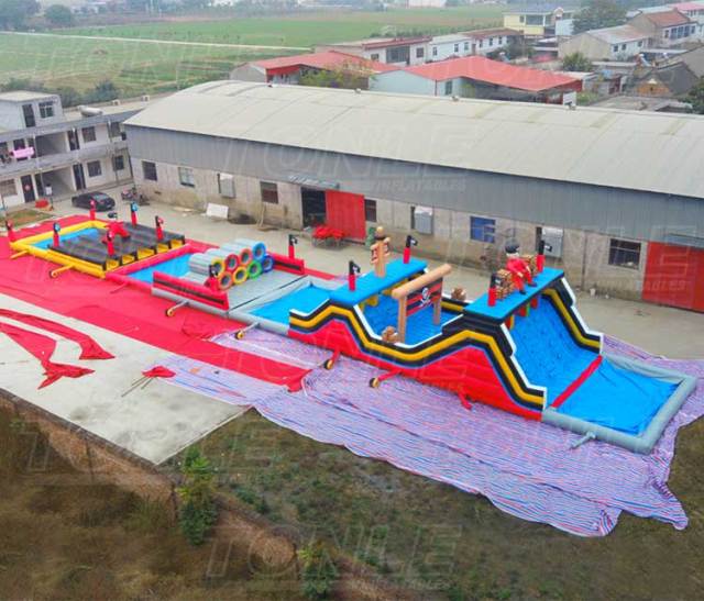 pirate inflatable obstacle course on water