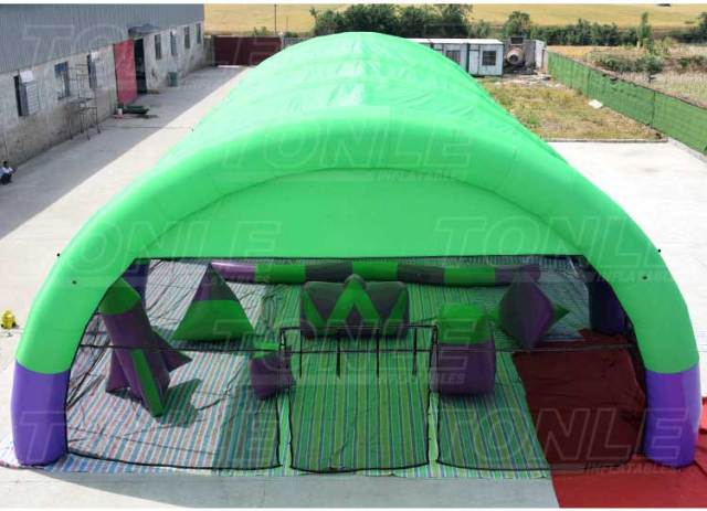 green inflatable paintball bunker tent