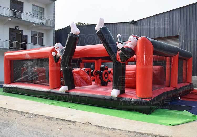 customized red and black small inflatable ninja jumping castle playground for sale