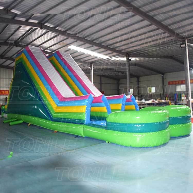 factory large inflatable double slideway water slide with pool