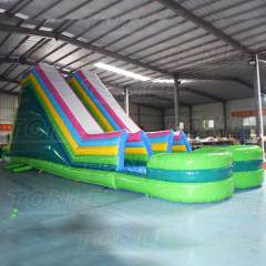 factory large inflatable double slideway water slide with pool
