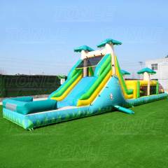 cheap green inflatable jungle obstacle course