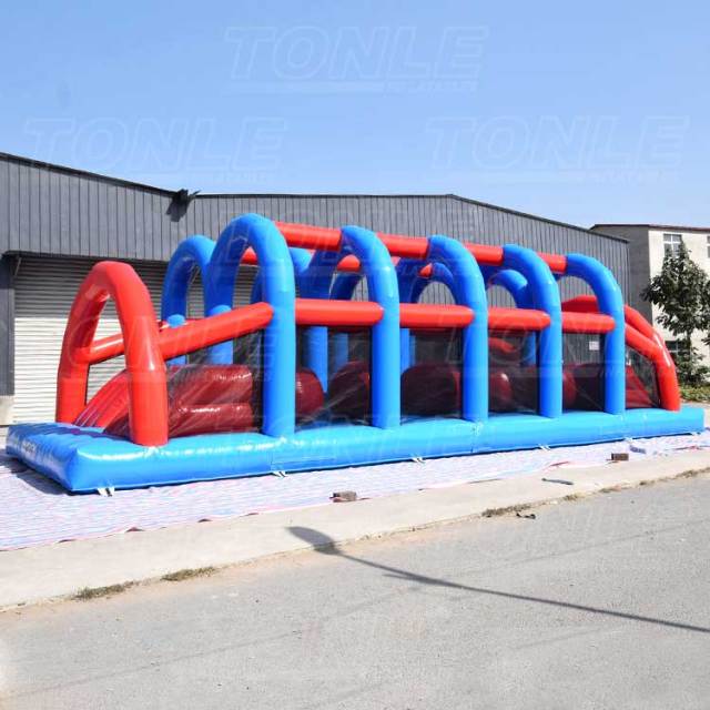 Adult 5k dual line wipeout inflatable big baller obstacle course game