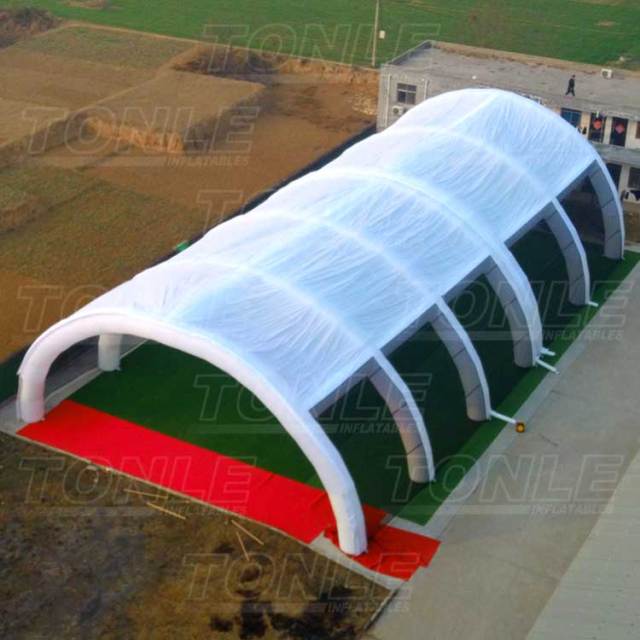 white inflatable paintball arena tent