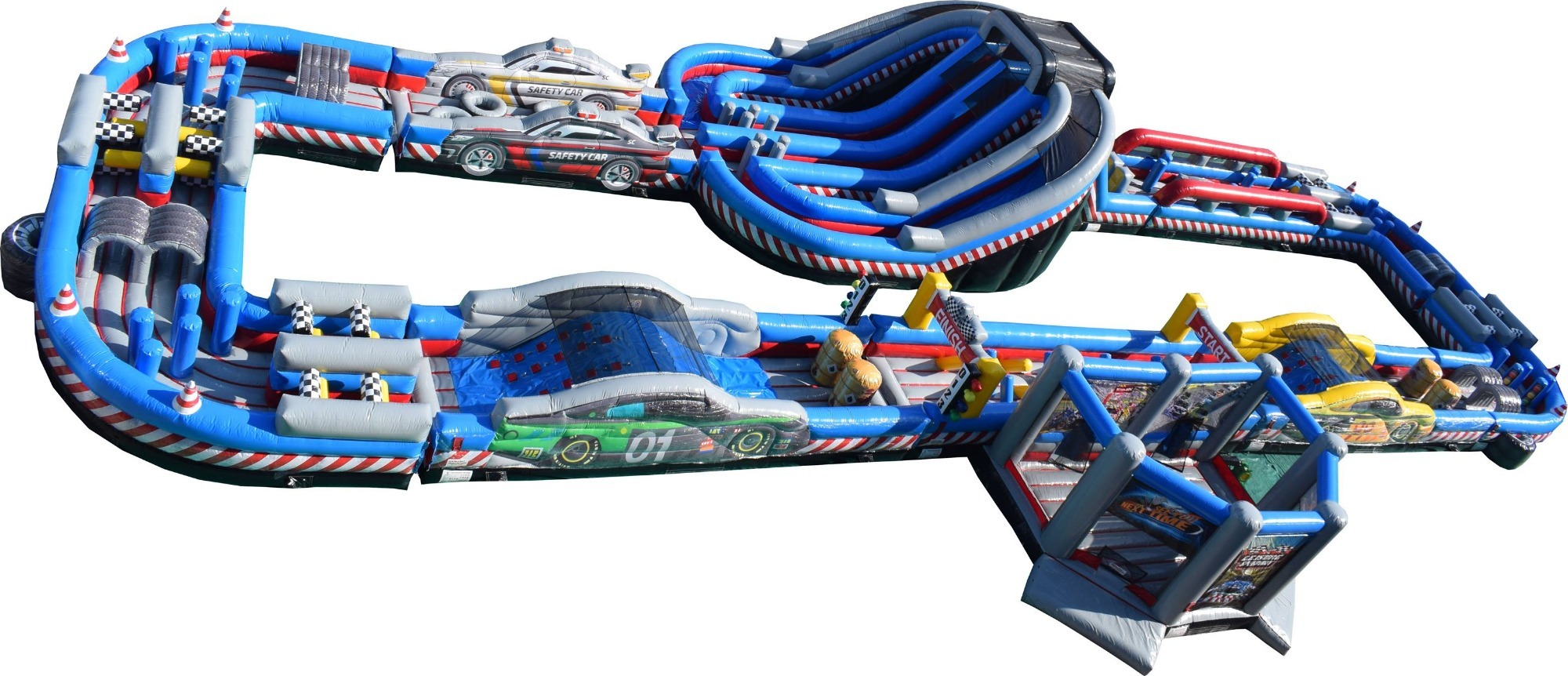 giant custom speedway race car inflatable obstacle course