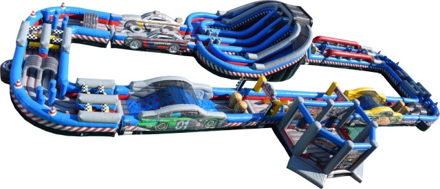 giant custom speedway race car inflatable obstacle course