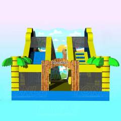 mini outdoor inflatable green single slideway palm tree dry slide