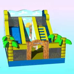 mini outdoor inflatable green single slideway palm tree dry slide