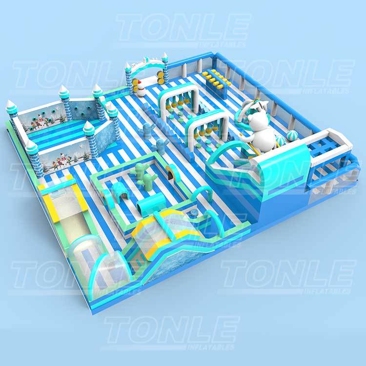 large new design cyan custom factory commercial inflatable theme park kids playground