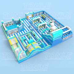 large new design cyan custom factory commercial inflatable theme park kids playground