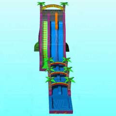 large custom outdoor factory wholesale inflatable plam tree double slideway water slide with pool