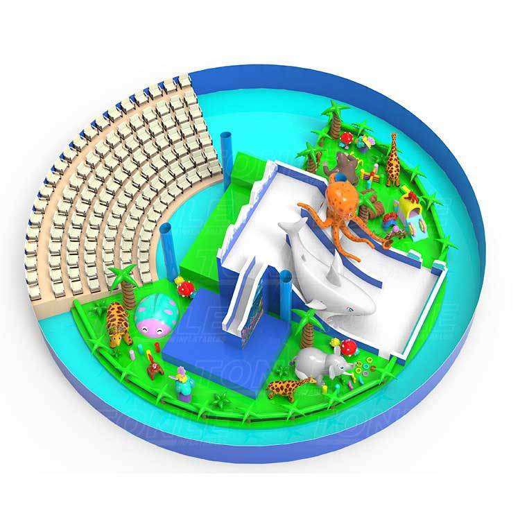 custom jungle animal inflatable play park