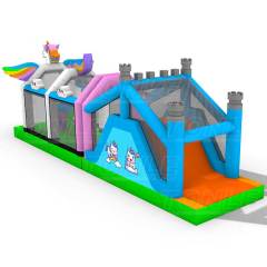 mini custom kids inflatable unicorn obstacle course games bounce house