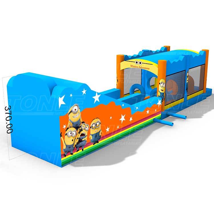 custom cartoon kids inflatable games obstacle course