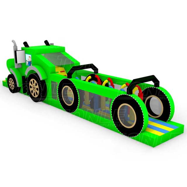 custom kids inflatable green car obstacle course games