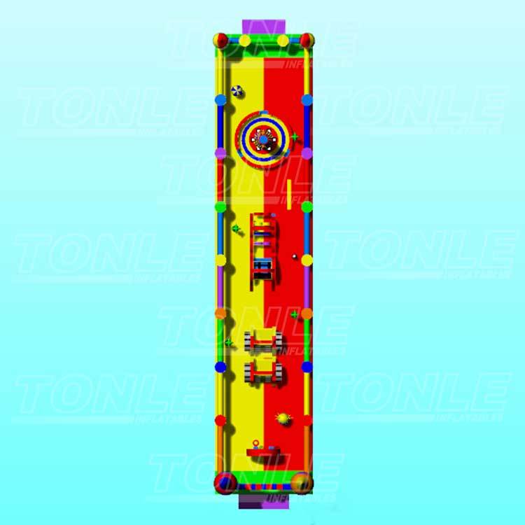 small cheap wholesale custom inflatable rainbow bouncer obstacle course match
