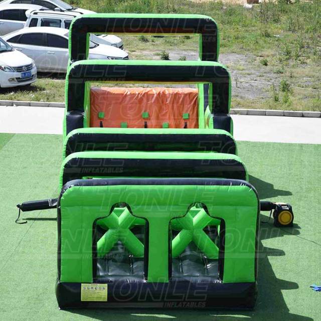 custom funny large inflatable green obstacle course party rentals for team events