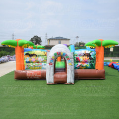 inflatable plam tree little girl bouncy castle playground games park