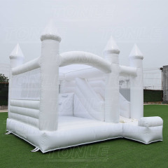Customized macaron color wedding slide castle bounce house combination