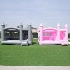 Customized macaron color wedding slide castle bounce house combination