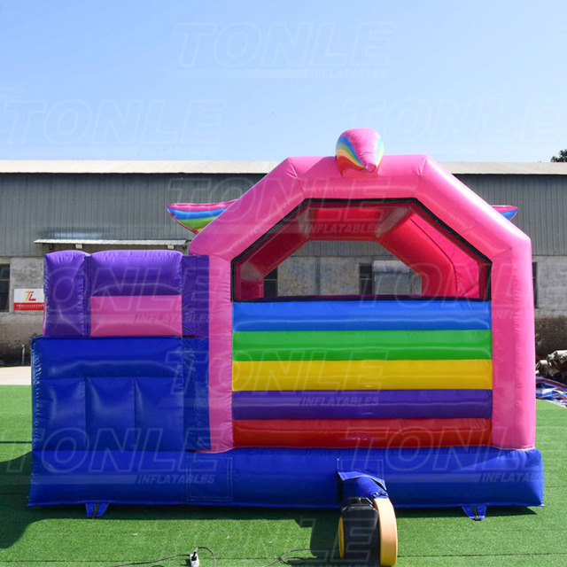 Customized unicorn castle slide inflatable boucer