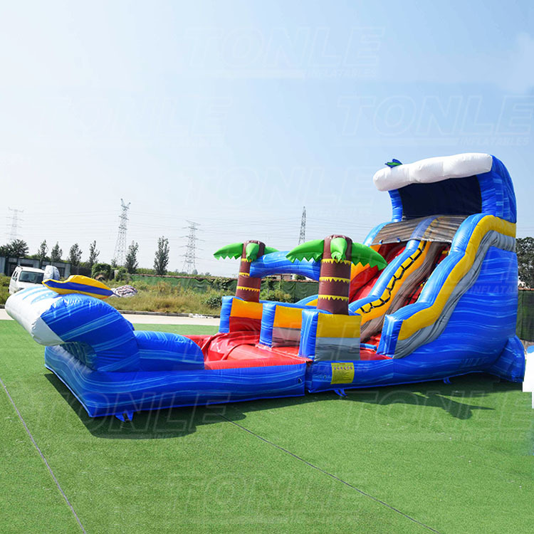 commercial water slide tropical inflatable water slide with detachable pool