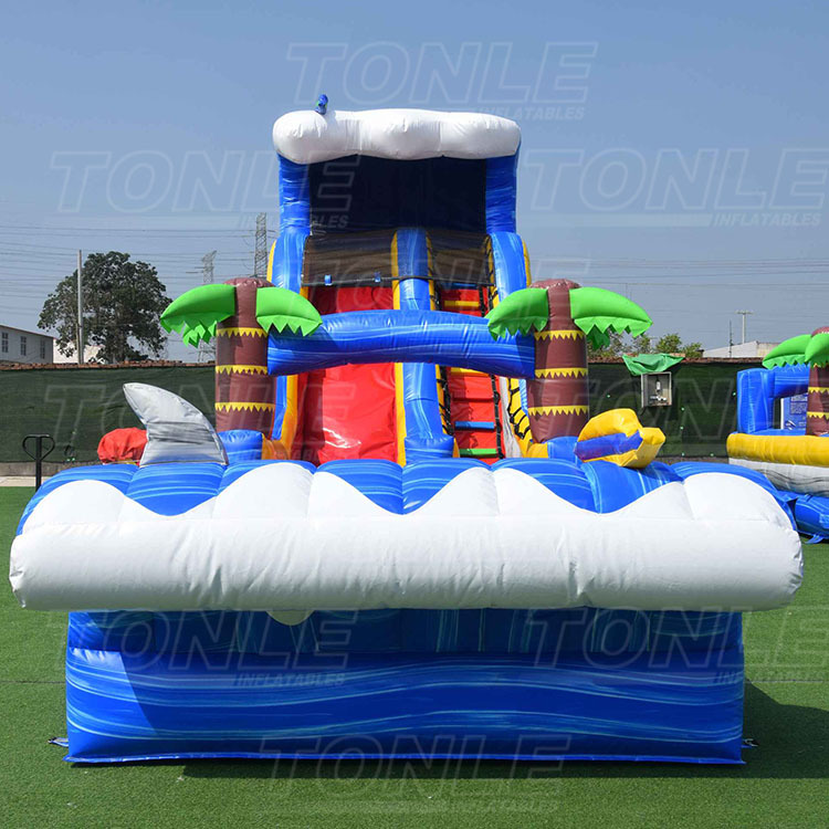 commercial water slide tropical inflatable water slide with detachable pool