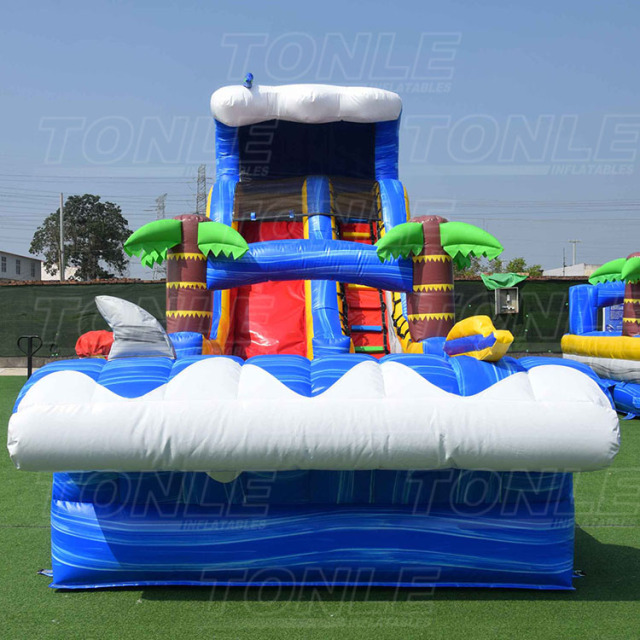 commercial water slide tropical inflatable water slide with detachable pool