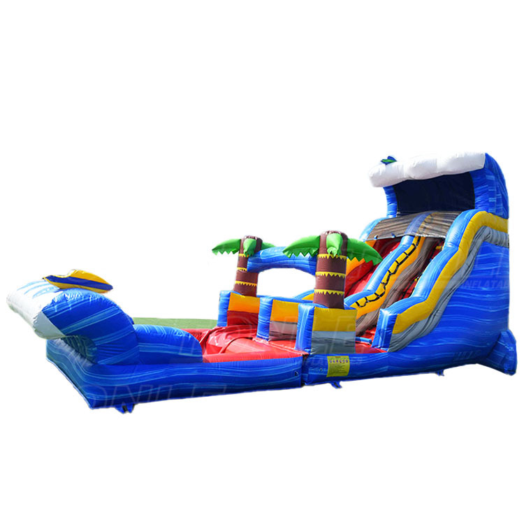 commercial water slide tropical inflatable water slide with detachable pool