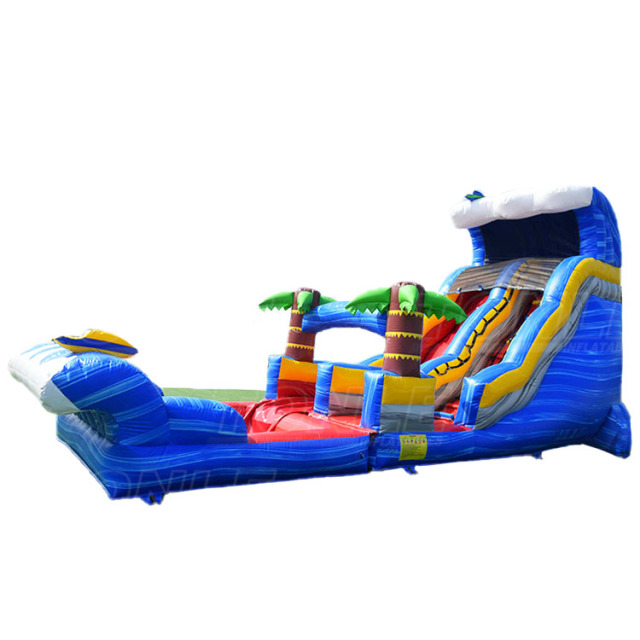 commercial water slide tropical inflatable water slide with detachable pool
