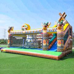 new design theme inflatable playground with rock climbing wall for sale