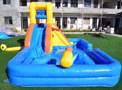 Custom small backyard inflatable water slide with pool and small water gun for sale