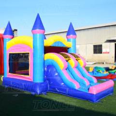 double lane slide inflatable bouncer combo with dry slide for sale