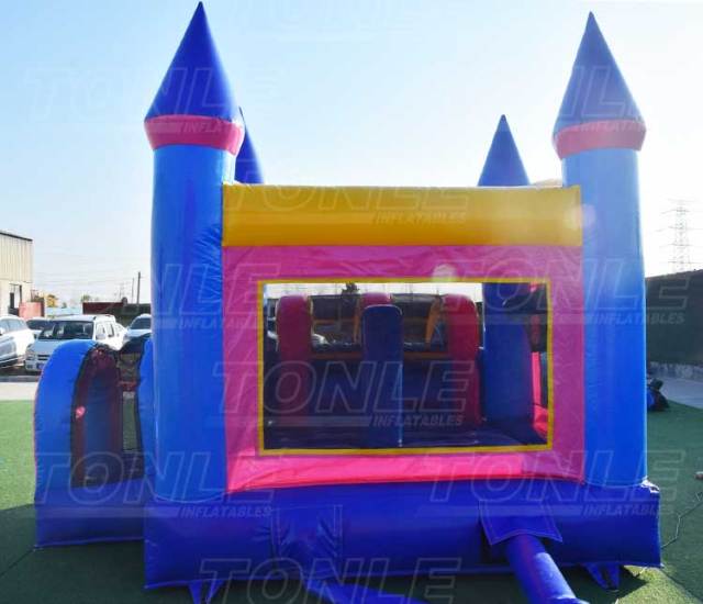 double lane slide inflatable bouncer combo with dry slide for sale