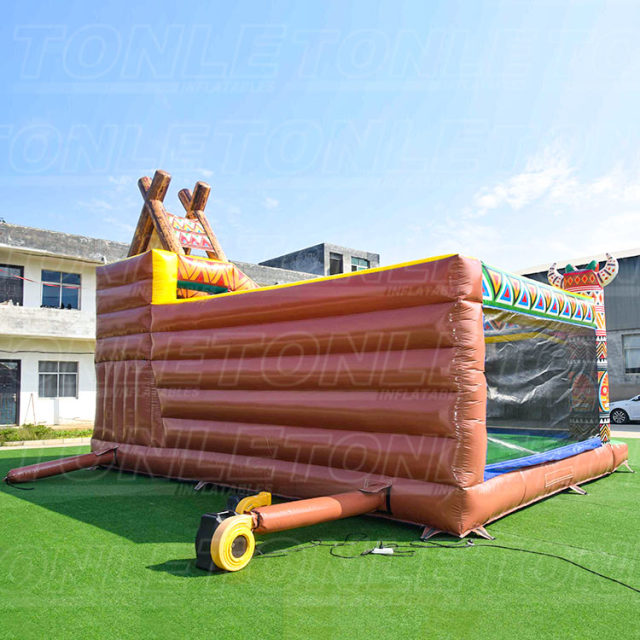 new design theme inflatable playground with rock climbing wall for sale
