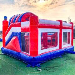 New design custom kids fire truck theme bouncy castle inflatable bounce house with slide for sale