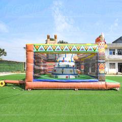 new design theme inflatable playground with rock climbing wall for sale